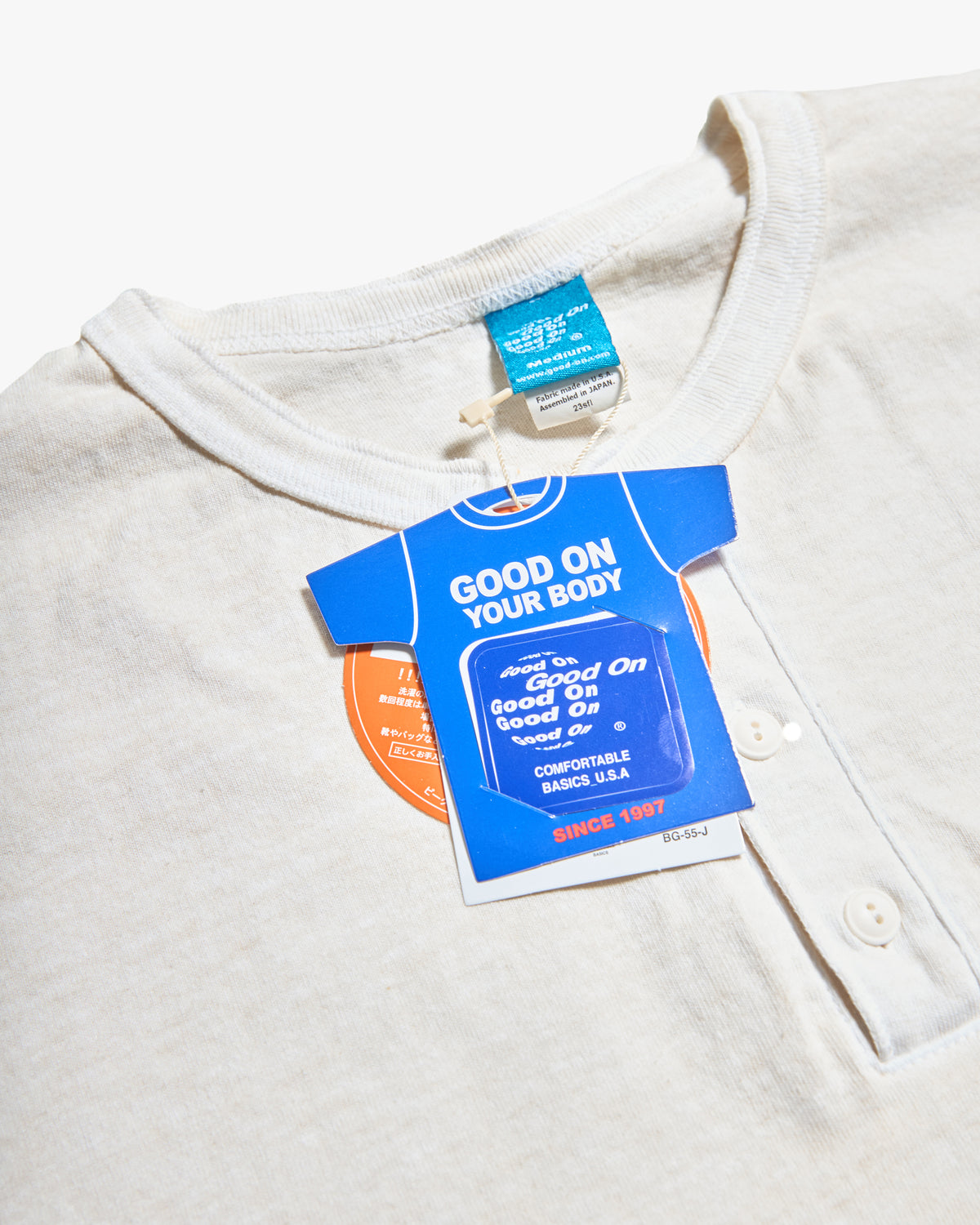 Good On S/S Henley Tee - Pigment Dyed Natural | Good On T Shirts | JEANSTORE