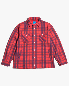 Good On Flannel Check Sweat Shirt Jacket - Scarlet