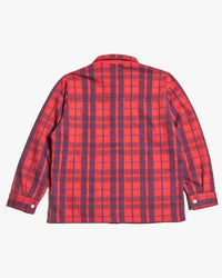 Good On Flannel Check Sweat Shirt Jacket - Scarlet