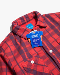 Good On Flannel Check Sweat Shirt Jacket - Scarlet