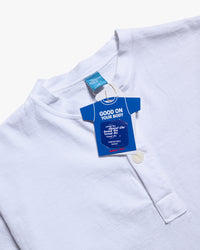 Good On L/S Heavy Henley Tee - White | Good On T Shirts | JEANSTORE