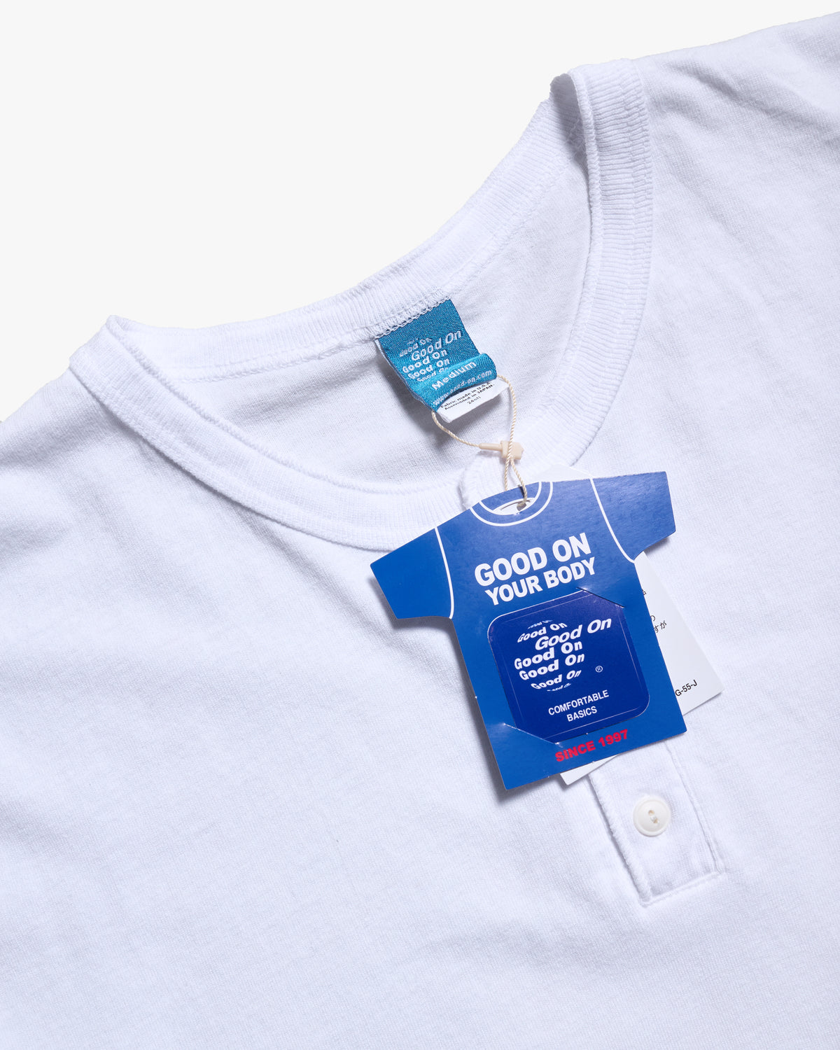 Good On S/S Henley Tee - Washed White