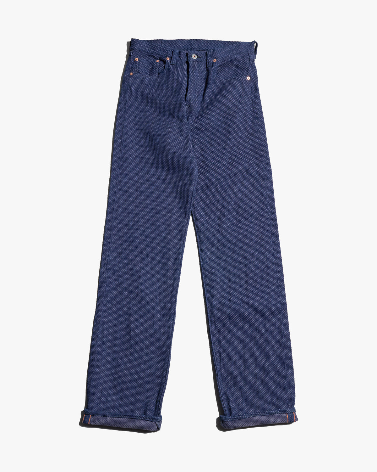 Graph Zero Sashiko Loose Straight Selvedge Jeans - Indigo
