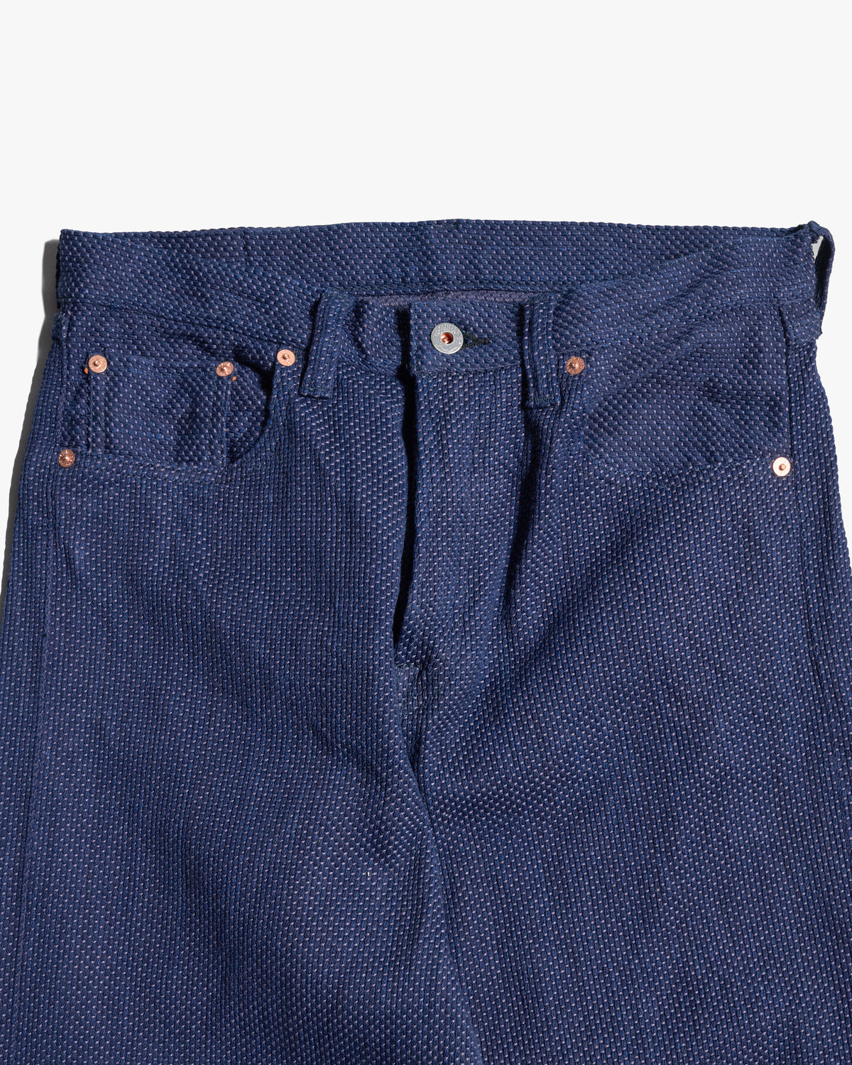 Graph Zero Sashiko Loose Straight Selvedge Jeans - Indigo