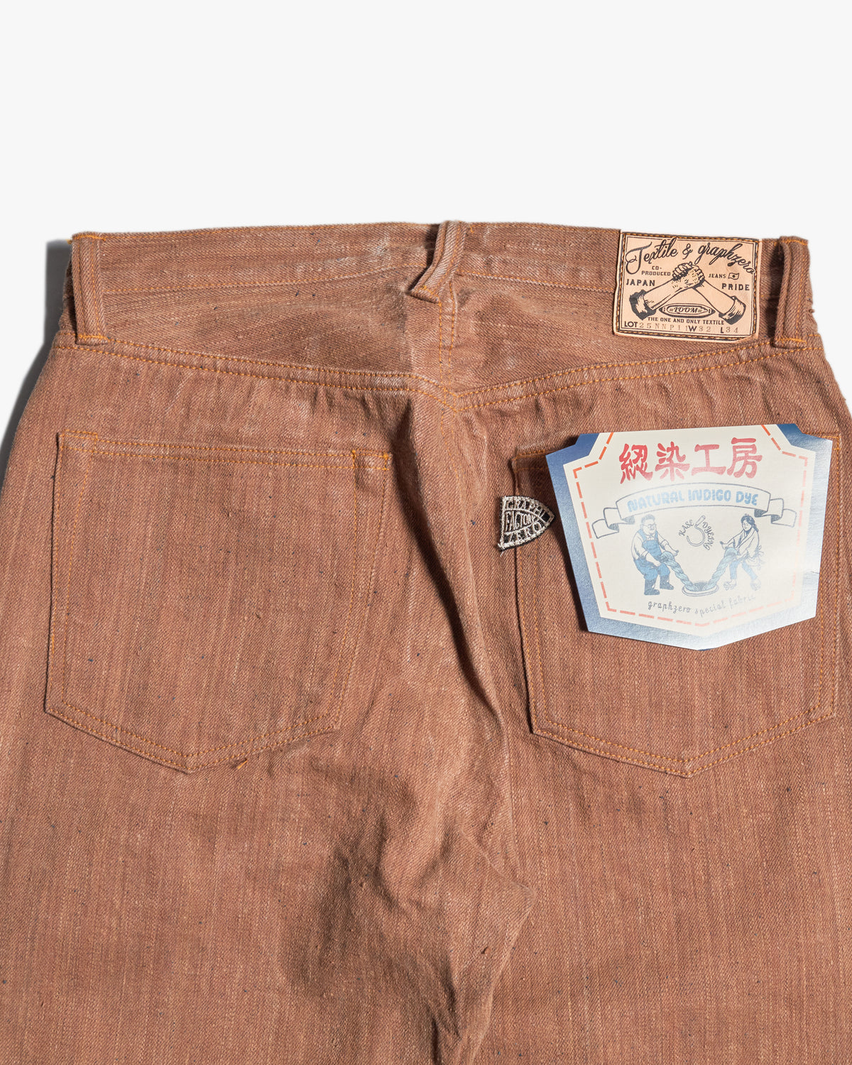 Graph Zero Natural Dyed Regular Fit Neppy Selvedge Denim Jeans - Persimmon / Natural Indigo
