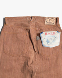 Graph Zero Natural Dyed Regular Fit Neppy Selvedge Denim Jeans - Persimmon / Natural Indigo