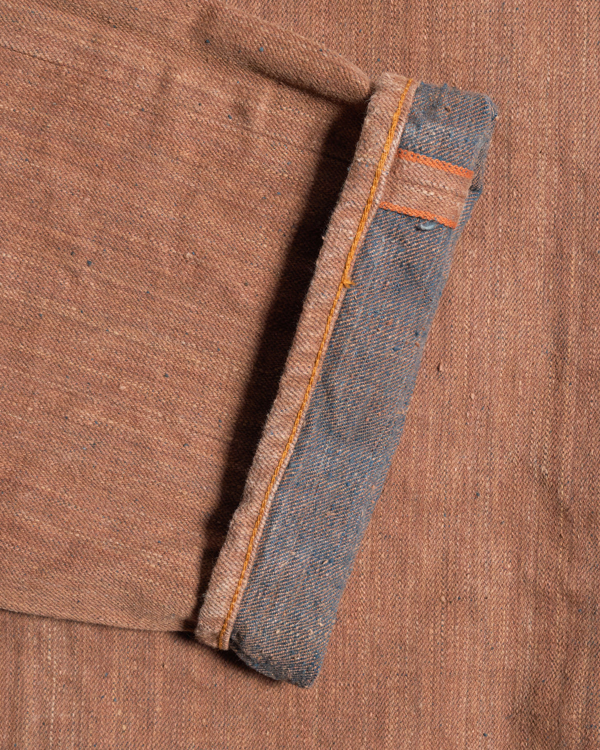 Graph Zero Natural Dyed Regular Fit Neppy Selvedge Denim Jeans - Persimmon / Natural Indigo