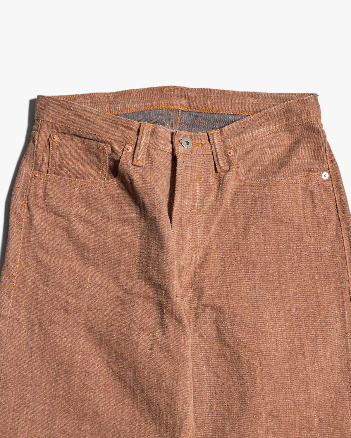 Graph Zero Natural Dyed Regular Fit Neppy Selvedge Denim Jeans - Persimmon / Natural Indigo
