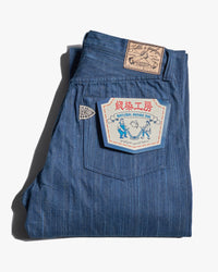 Graph Zero Natural Dyed Regular Fit Neppy Selvedge Denim Jeans - Natural Indigo / Persimmon