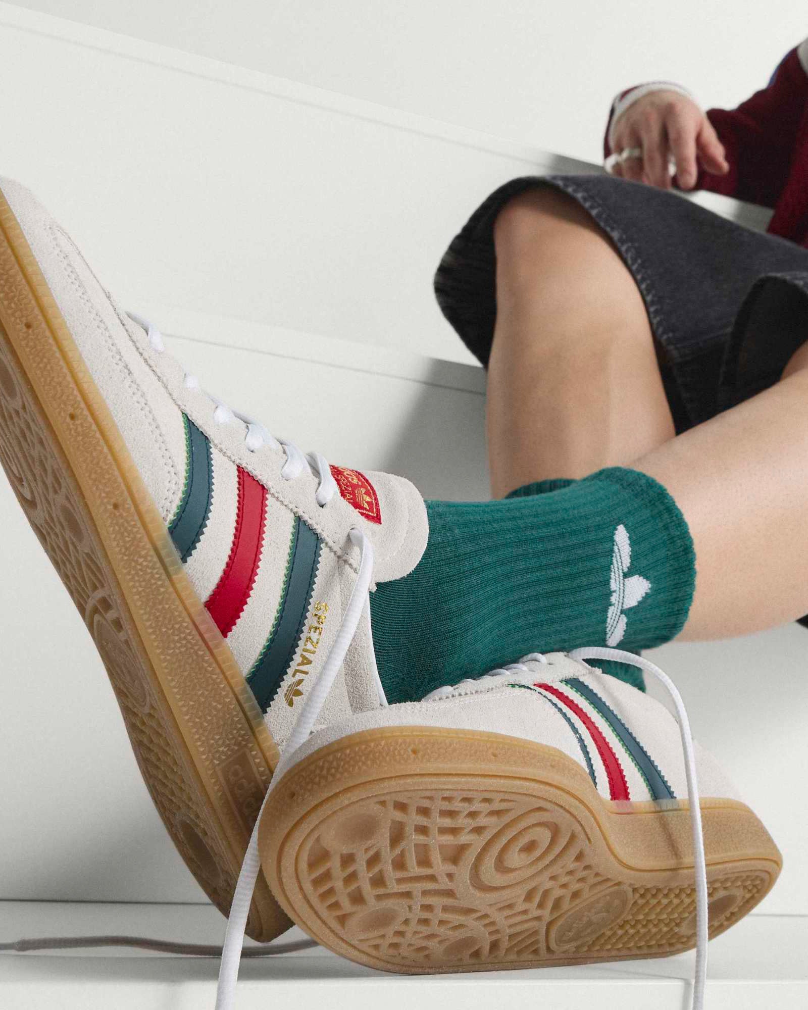Adidas Handball Spezial Mexico Trainers - White / Aurora Ivy / Scarlet