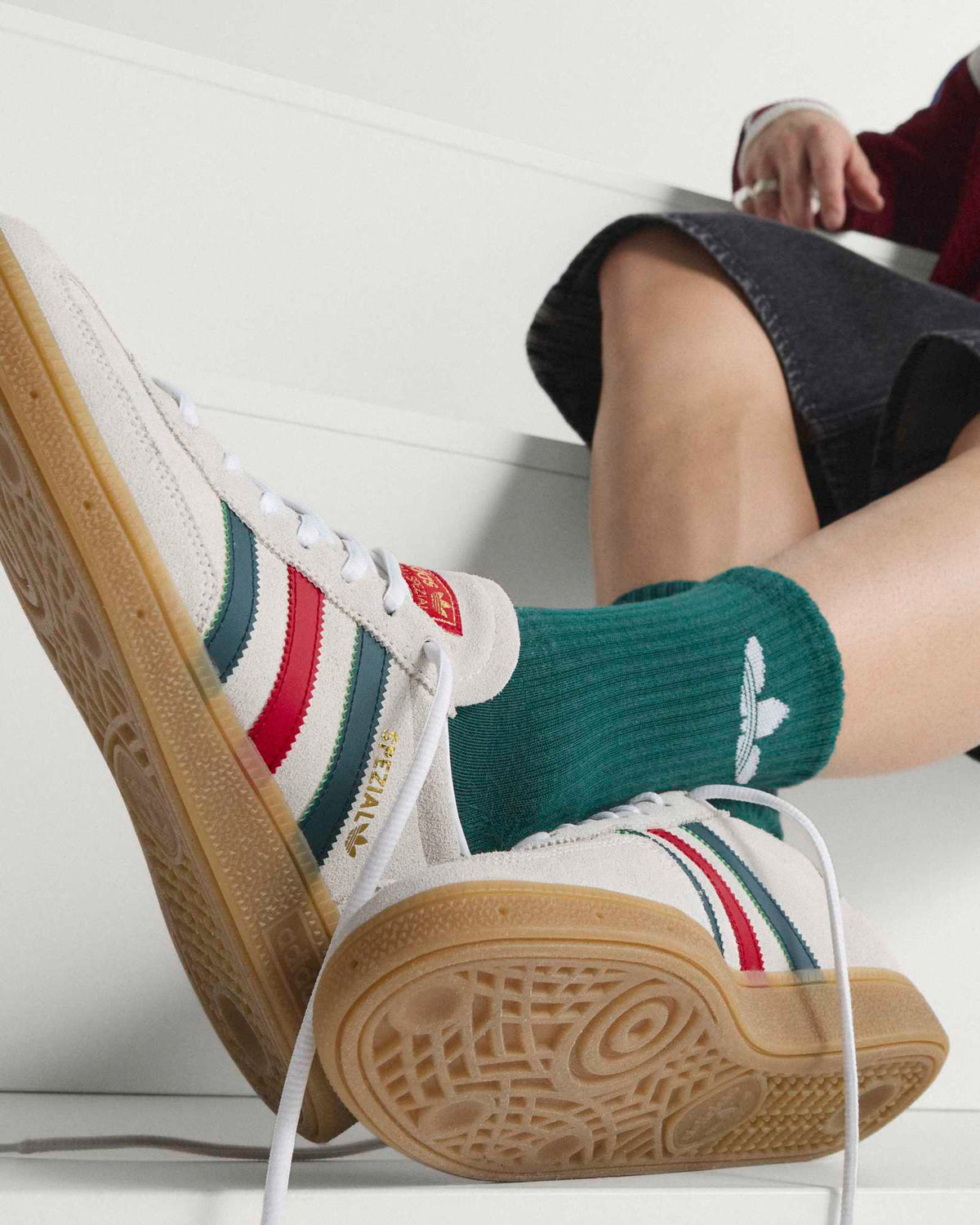 adidas handball spezial mexico trainers white green worn on foot