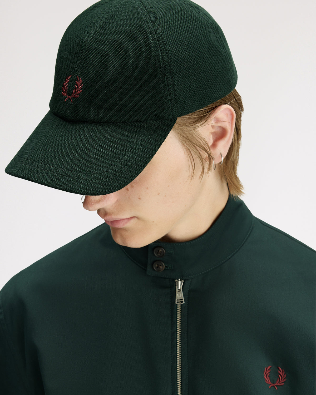 Fred Perry Classic Pique Cap - Grassroots / Oxblood