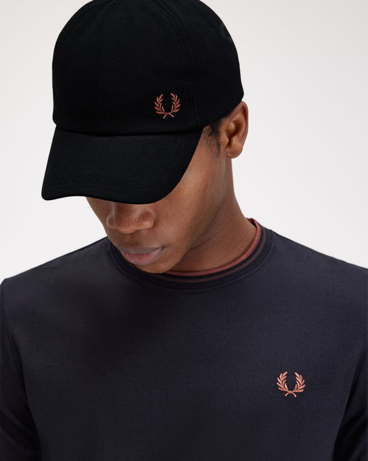 Fred Perry Classic Pique Cap - Black / Whisky Brown