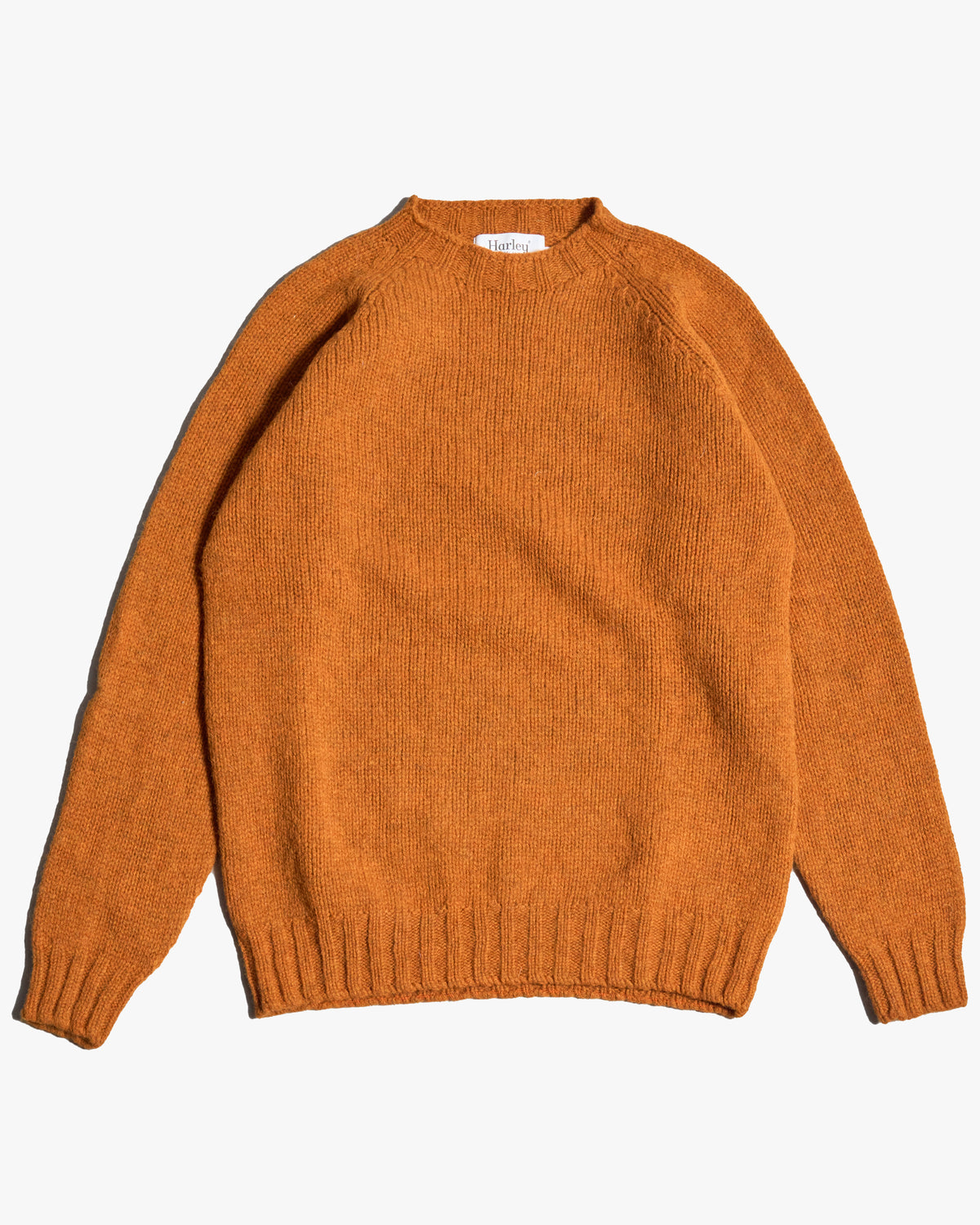 Harley of Scotland Heavy Supersoft Crew Neck Sweater - Amber | Harley of Scotland Sweaters & Knitwear | Jeanstore