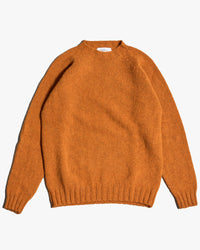 Harley of Scotland Heavy Supersoft Crew Neck Sweater - Amber | Harley of Scotland Sweaters & Knitwear | Jeanstore