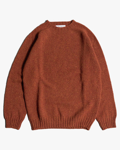 Harley of Scotland Glenugie Nep Crew Neck Sweater - Rhum | Harley of Scotland Sweaters & Knitwear | Jeanstore