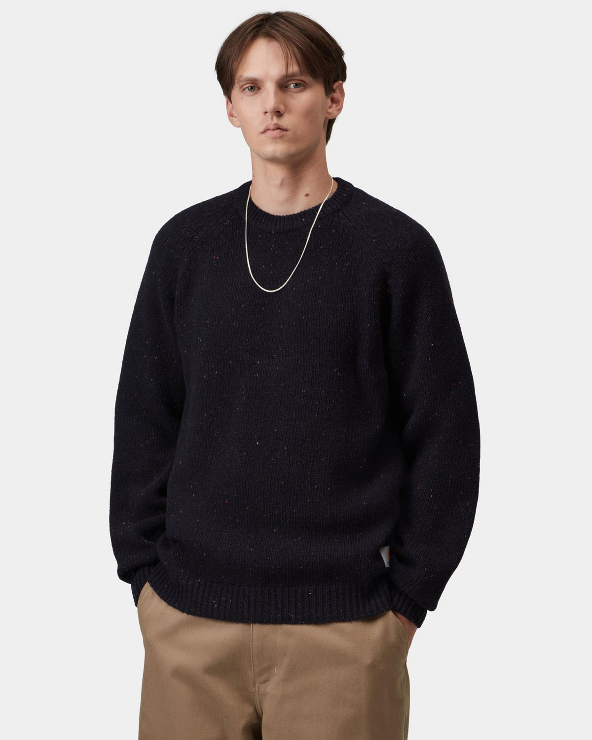 Carhartt WIP Anglistic Sweater - Speckled Dark Navy