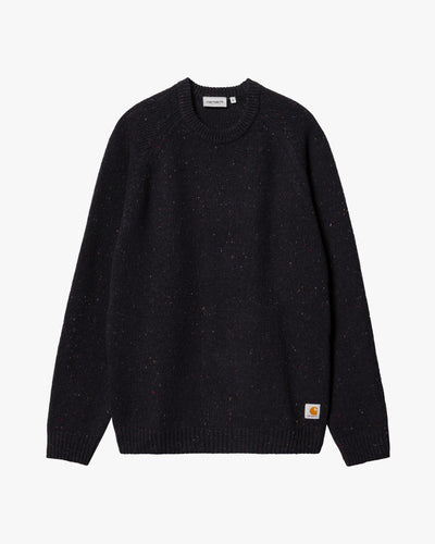 Carhartt WIP Anglistic Sweater - Speckled Dark Navy