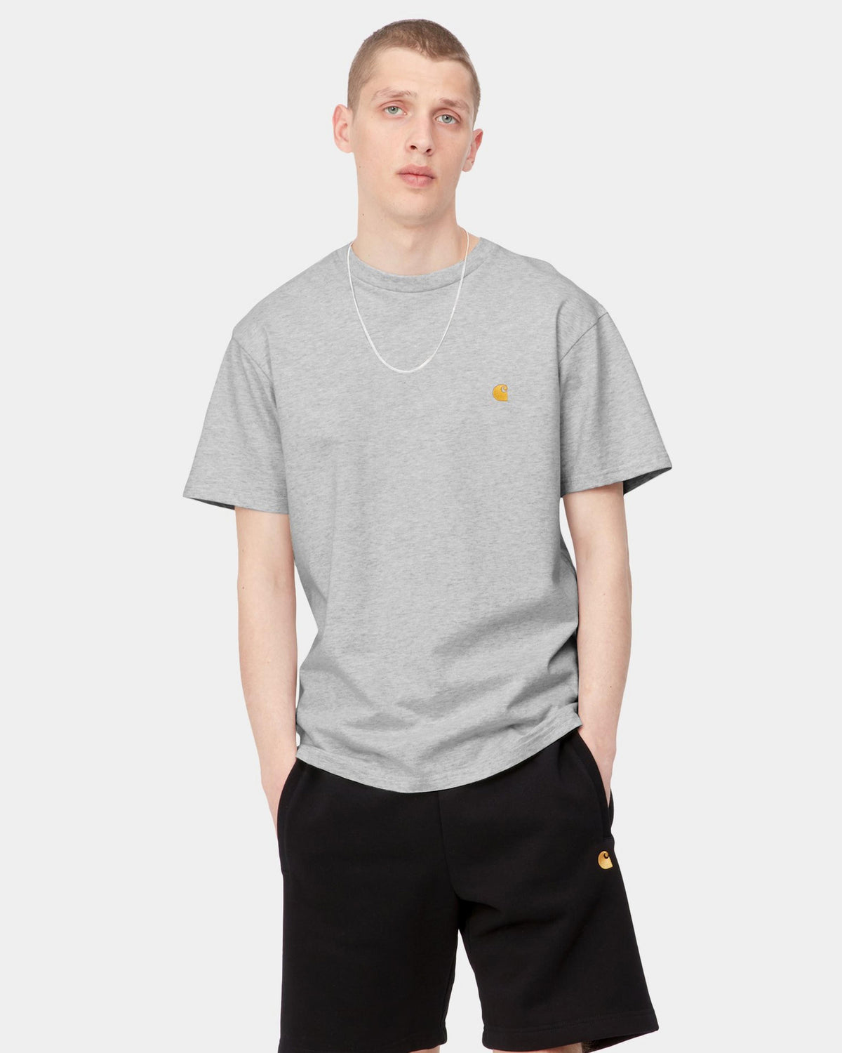 Carhartt WIP S/S Chase Tee - Ash Heather / Gold | Carhartt WIP T Shirts | JEANSTORE