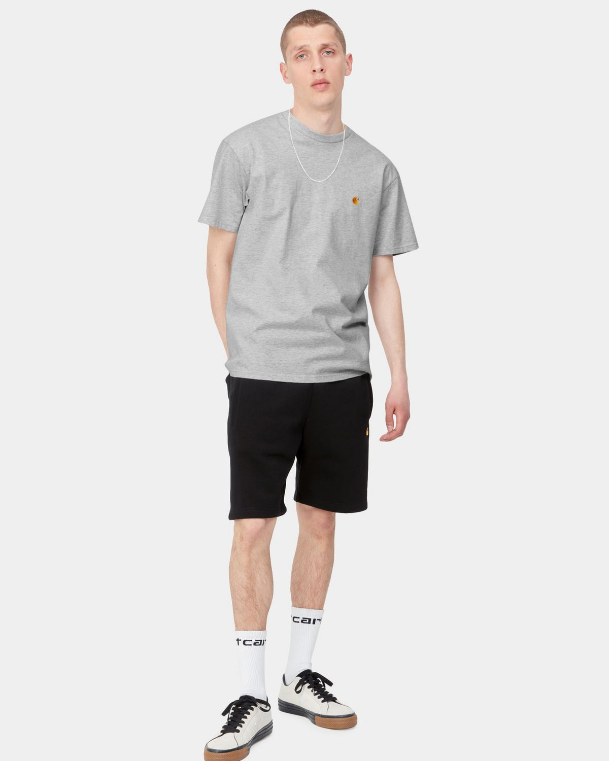 Carhartt WIP S/S Chase Tee - Ash Heather / Gold | Carhartt WIP T Shirts | JEANSTORE