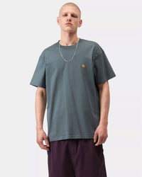 Carhartt WIP S/S Chase Tee - Cozy Blue / Gold | Carhartt WIP T Shirts | JEANSTORE