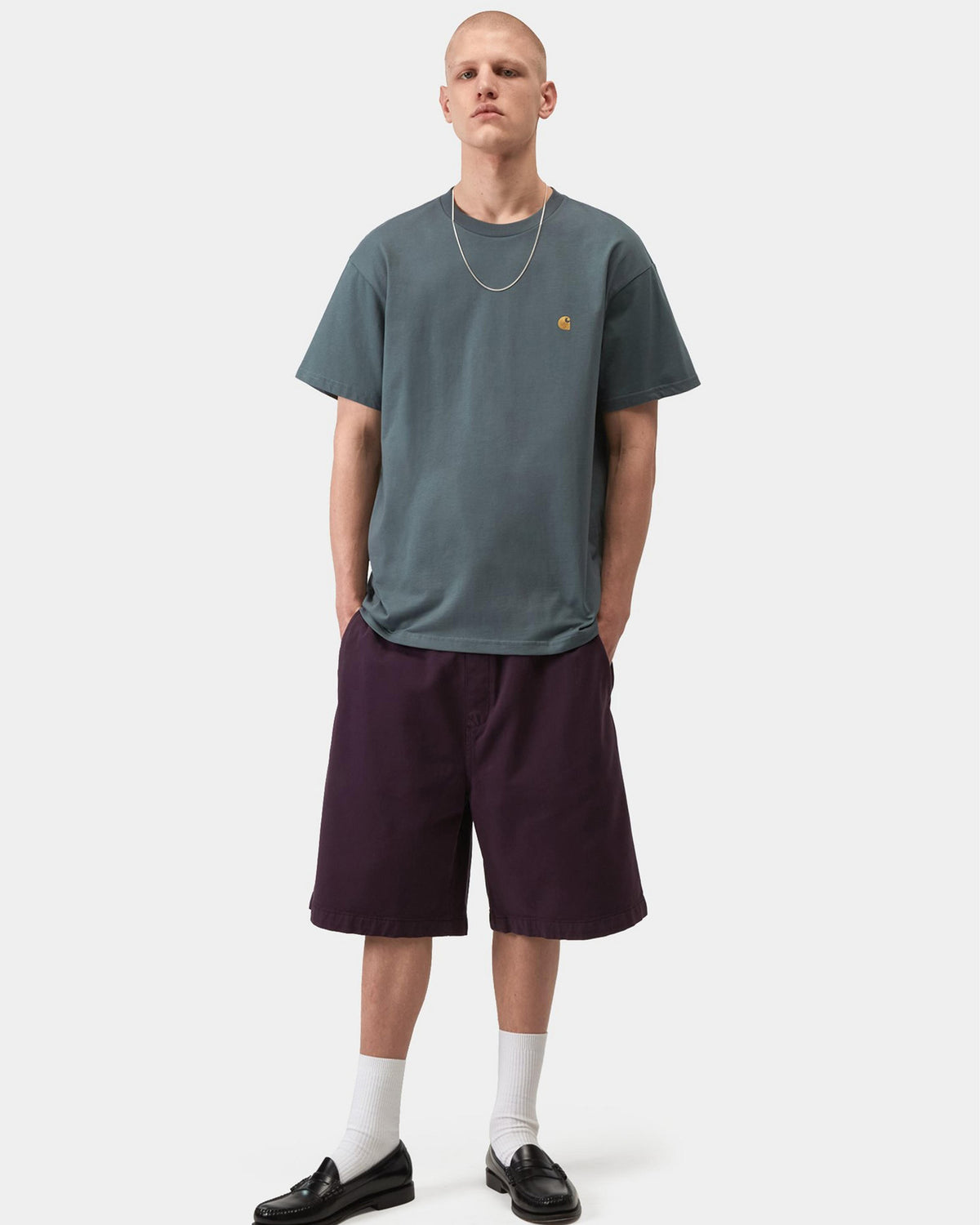 Carhartt WIP S/S Chase Tee - Cozy Blue / Gold | Carhartt WIP T Shirts | JEANSTORE