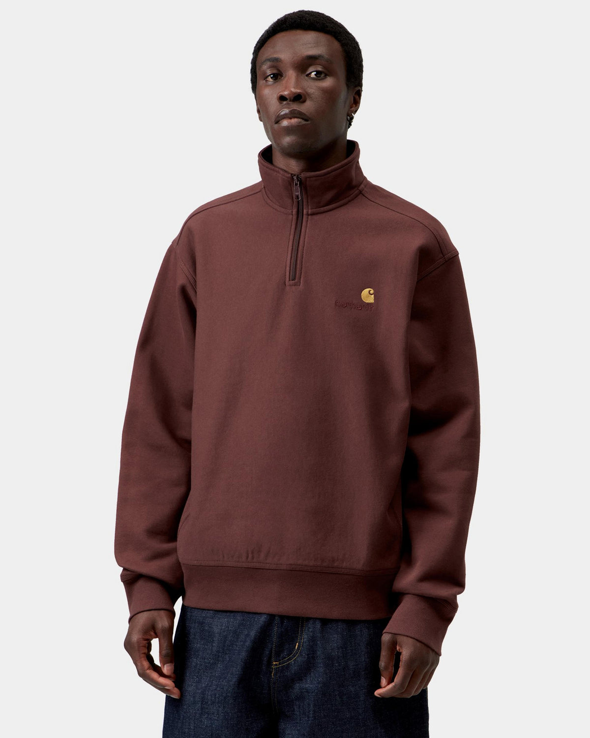 Carhartt WIP Half Zip American Script Sweat - Amarone