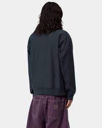 Carhartt WIP Half Zip American Script Sweat - Deep Night