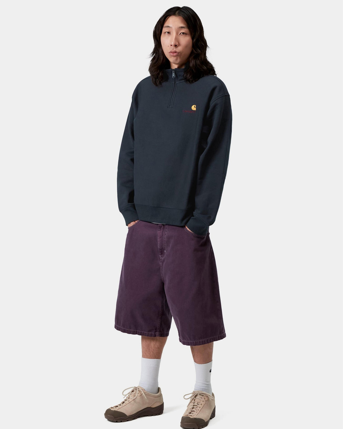 Carhartt WIP Half Zip American Script Sweat - Deep Night