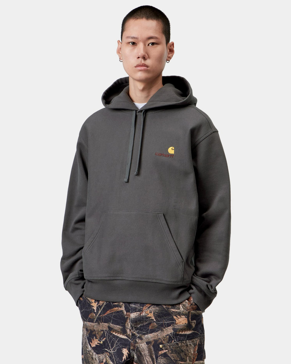 Carhartt WIP Hooded American Script Sweat - Graphite
