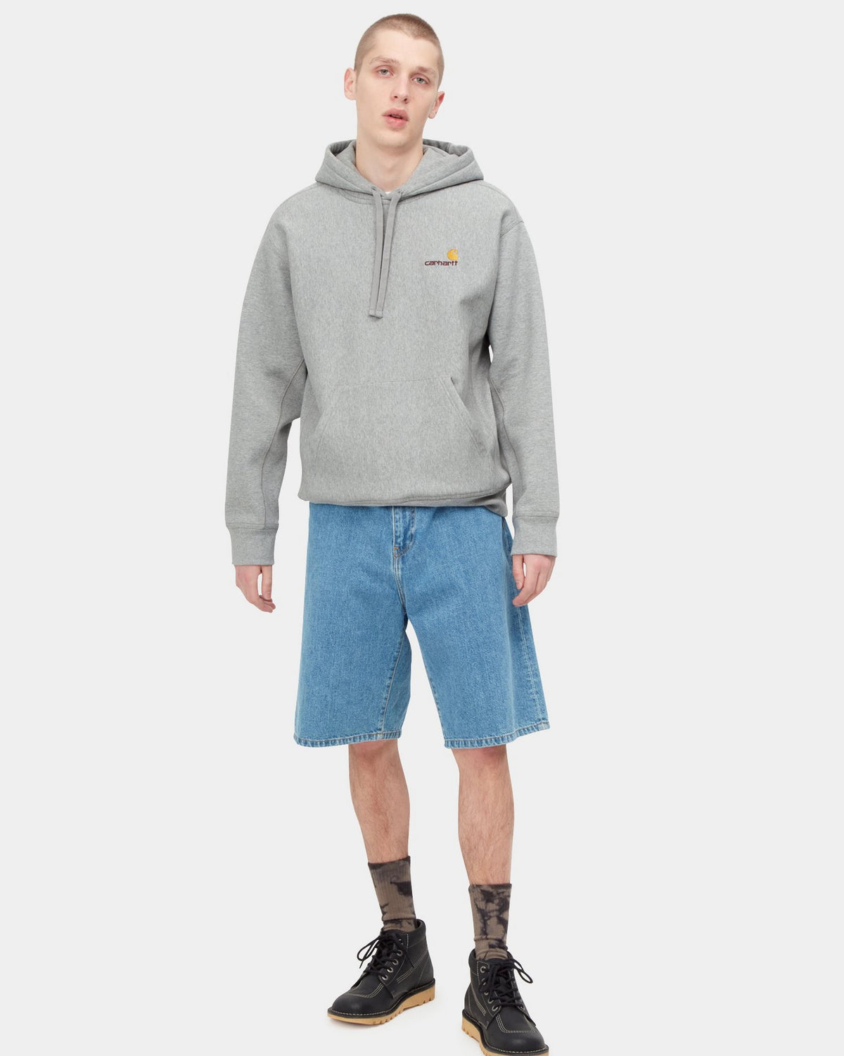 Carhartt WIP Hooded American Script Sweat - Grey Heather
