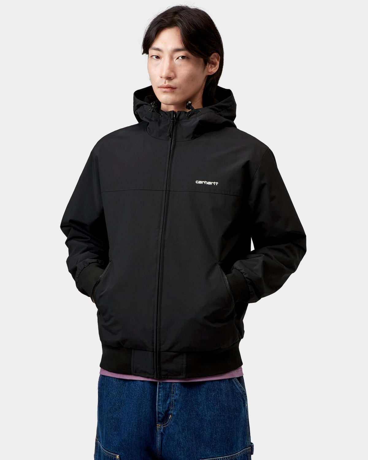 Carhartt WIP Hooded Sail Jacket - Black / White