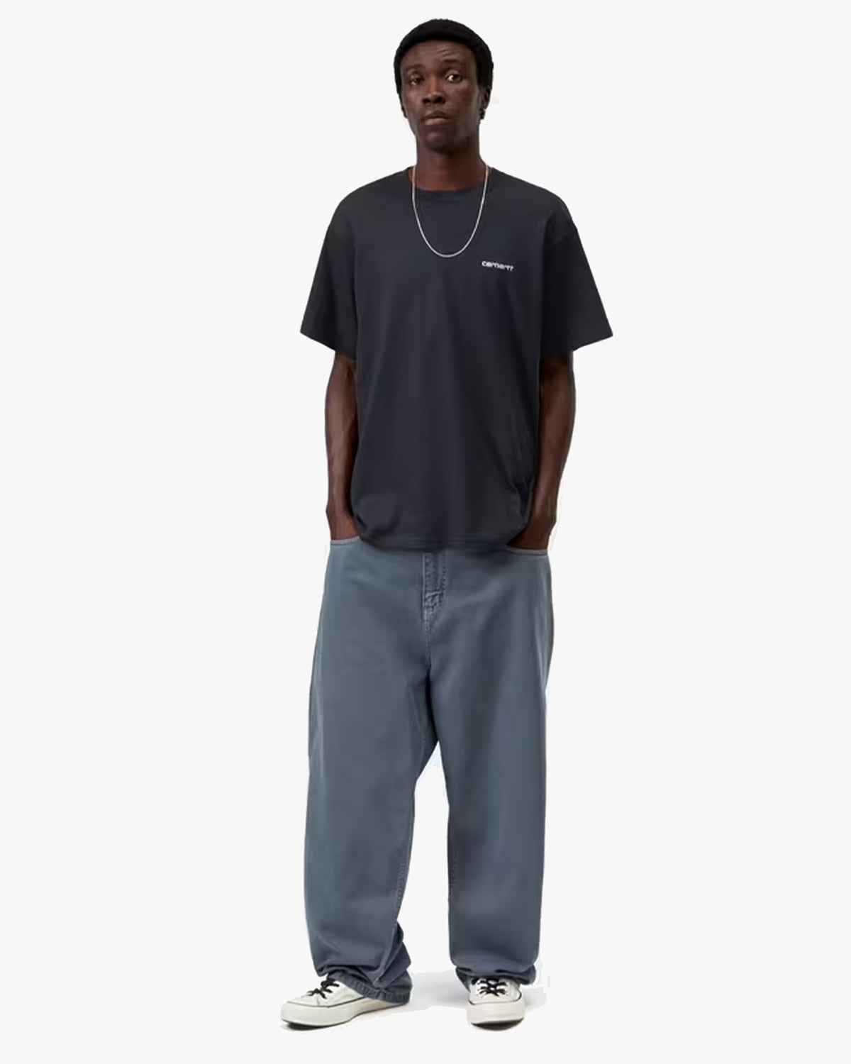 Carhartt WIP S/S Script Embroidery Tee - Dark Navy / White | Carhartt WIP T Shirts | Jeanstore