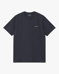 Carhartt WIP S/S Script Embroidery Tee - Dark Navy / White