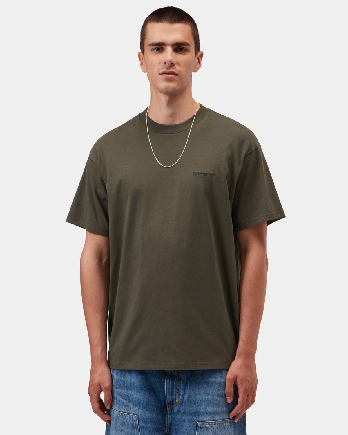 Carhartt WIP S/S Script Embroidery Tee - Cypress / Black