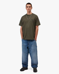 Carhartt WIP S/S Script Embroidery Tee - Cypress / Black | Carhartt WIP T Shirts | Jeanstore