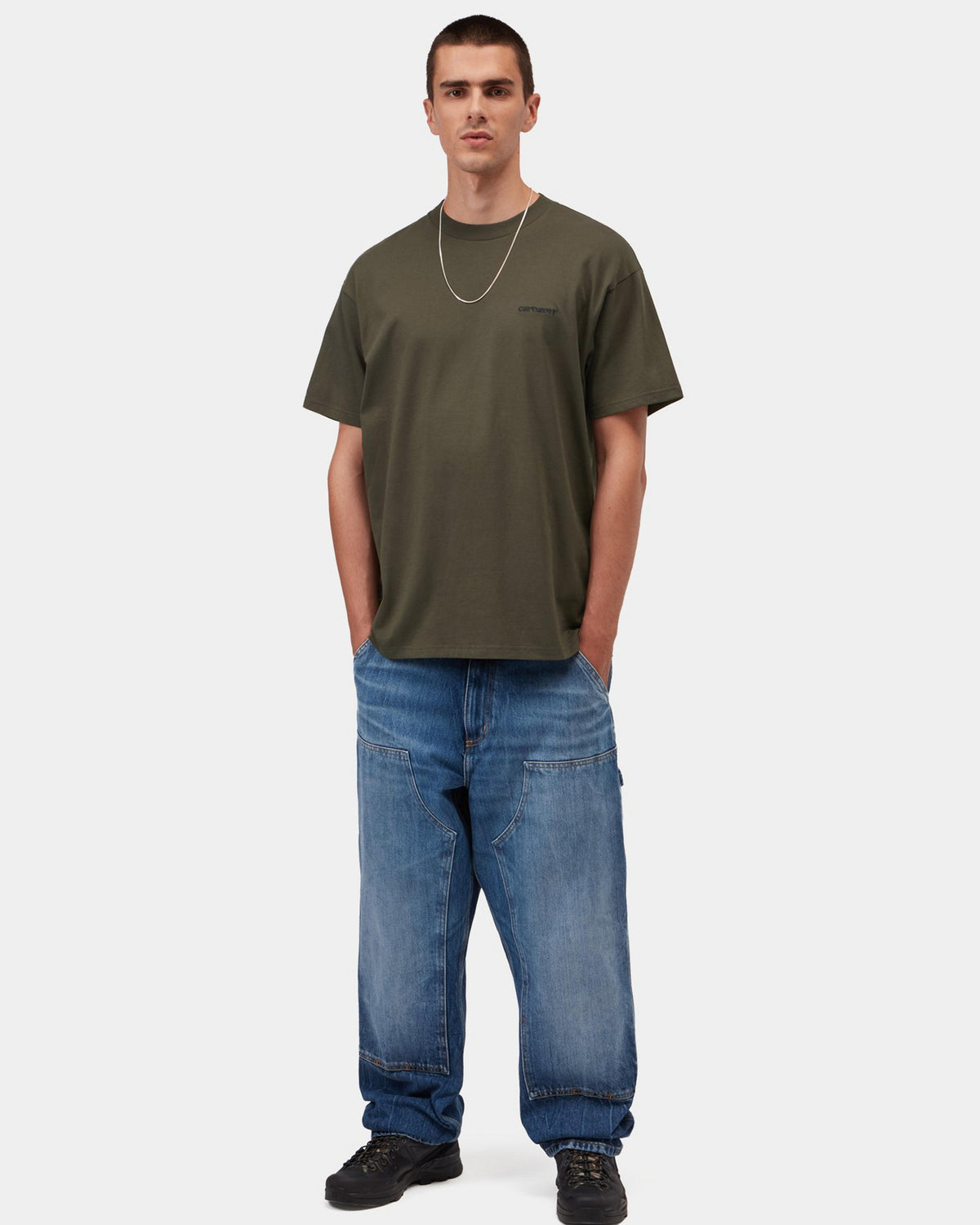 Carhartt WIP S/S Script Embroidery Tee - Cypress / Black