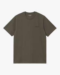 Carhartt WIP S/S Script Embroidery Tee - Cypress / Black | Carhartt WIP T Shirts | Jeanstore