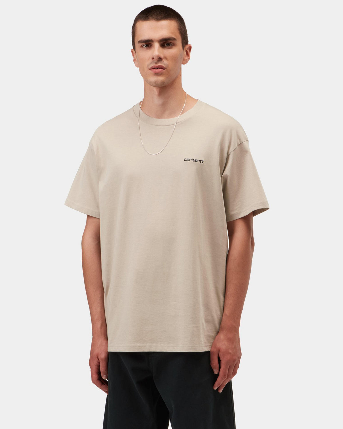 Carhartt WIP S/S Script Embroidery Tee - Fleur De Sel / Black