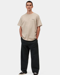 Carhartt WIP S/S Script Embroidery Tee - Fleur De Sel / Black