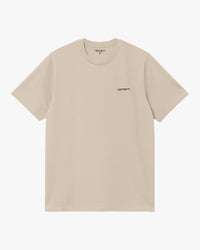 Carhartt WIP S/S Script Embroidery Tee - Fleur De Sel / Black | Carhartt WIP T Shirts | Jeanstore