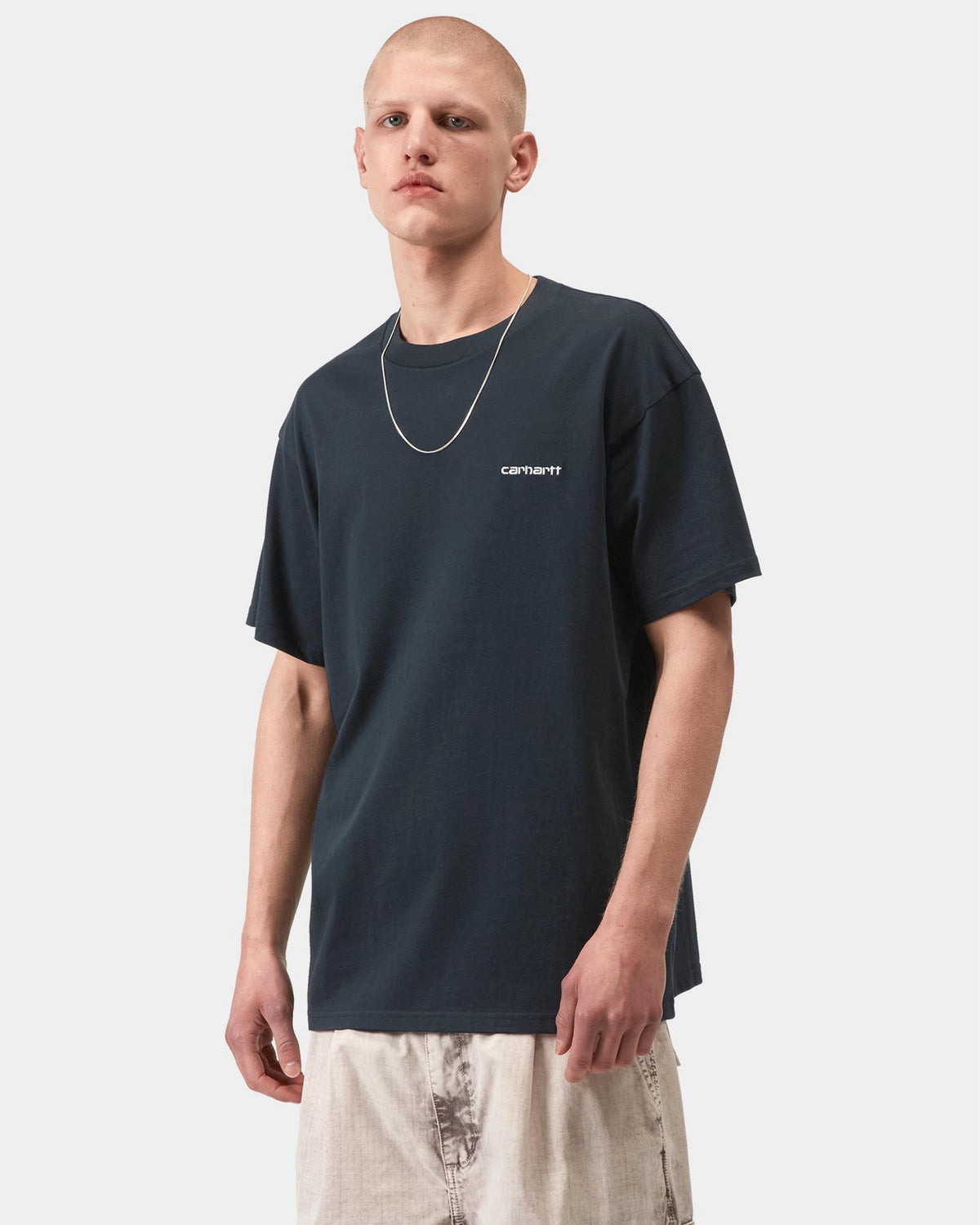 Carhartt WIP S/S Script Embroidery Tee - Deep Night / White