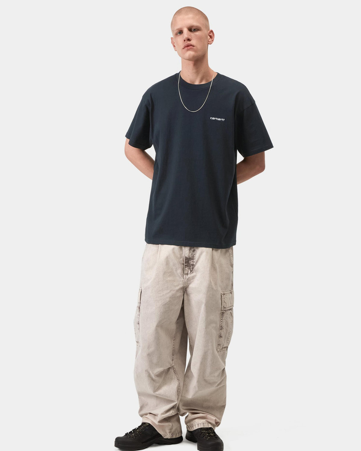 Carhartt WIP S/S Script Embroidery Tee - Deep Night / White