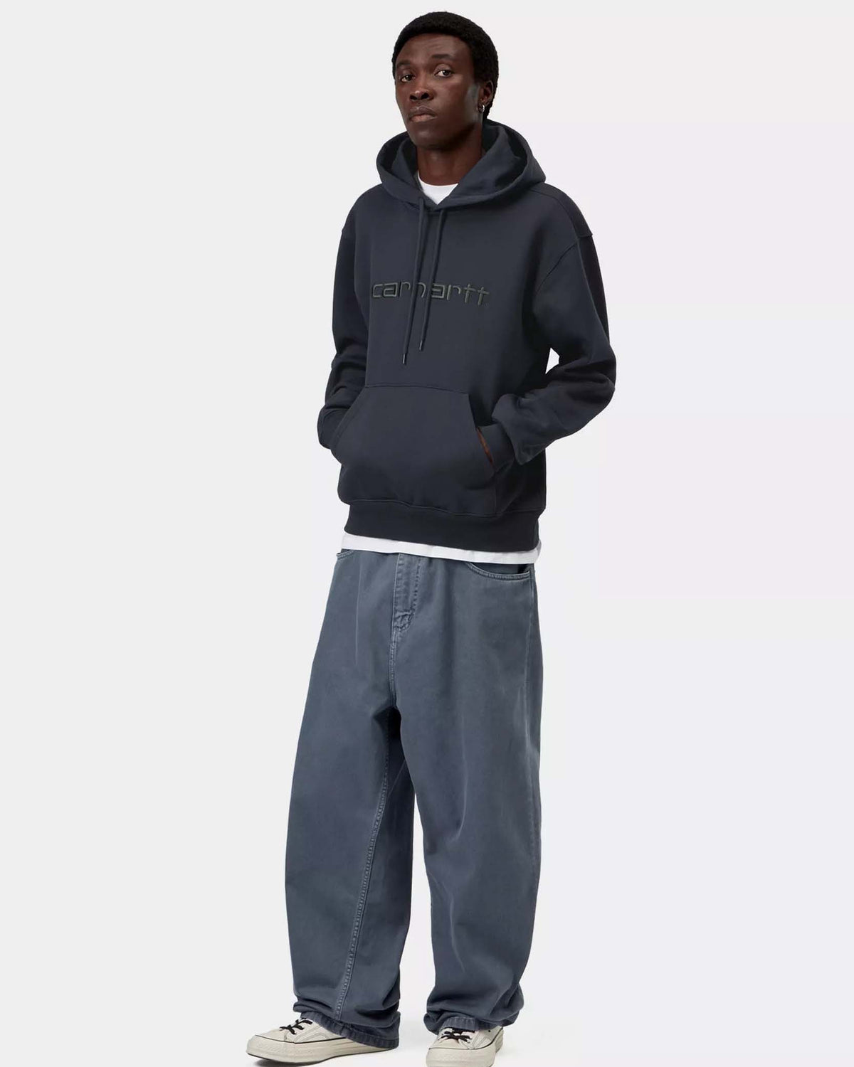 Carhartt WIP Hooded Sweatshirt - Dark Navy / Dark Scarab | Carhartt WIP Sweaters & Knitwear | Jeanstore