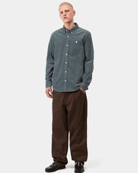 Carhartt WIP L/S Madison Fine Cord Shirt - Cozy Blue / Wax