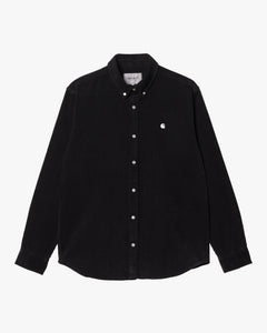 Carhartt WIP L/S Madison Fine Cord Shirt - Black / Wax
