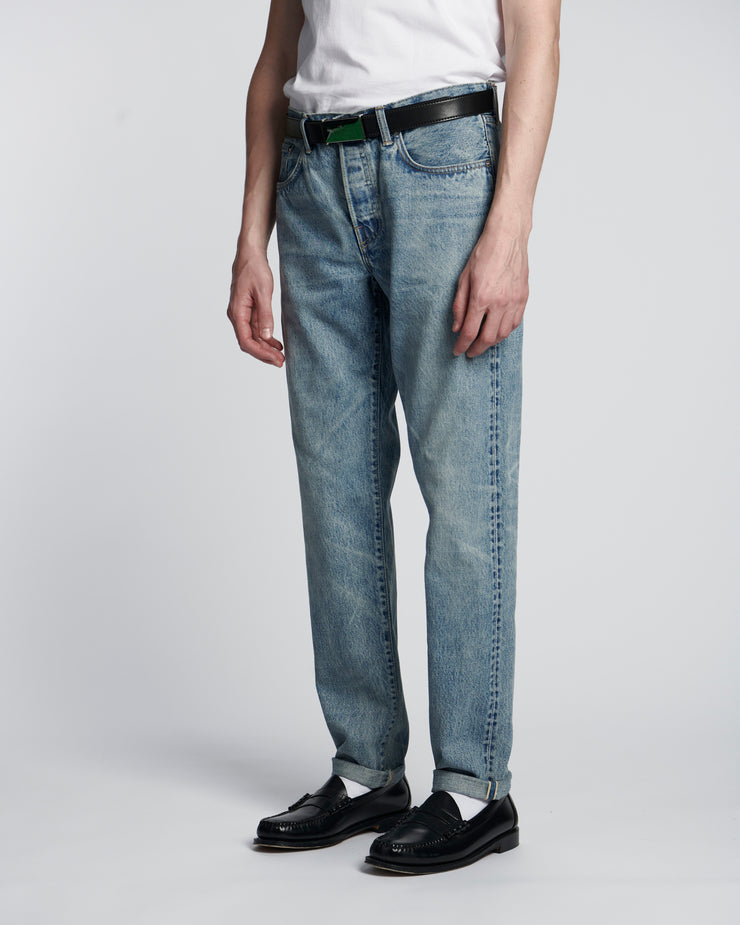 Edwin Made In Japan Regular Tapered Mens Jeans - 13.5oz Kaihara Dark Pure Indigo Rainbow Selvage Denim / Blue Light Used
