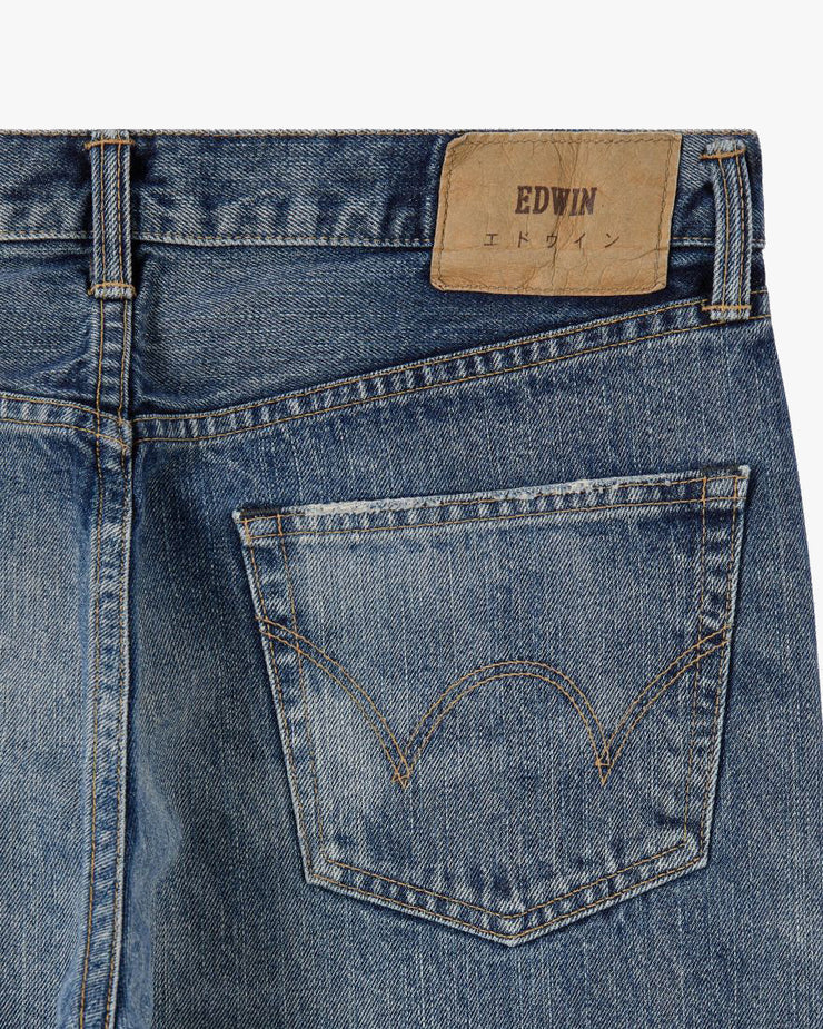 Edwin Made In Japan Regular Tapered Mens Jeans - 14oz Kurabo Recycled Red Selvage Denim / Blue Light Used