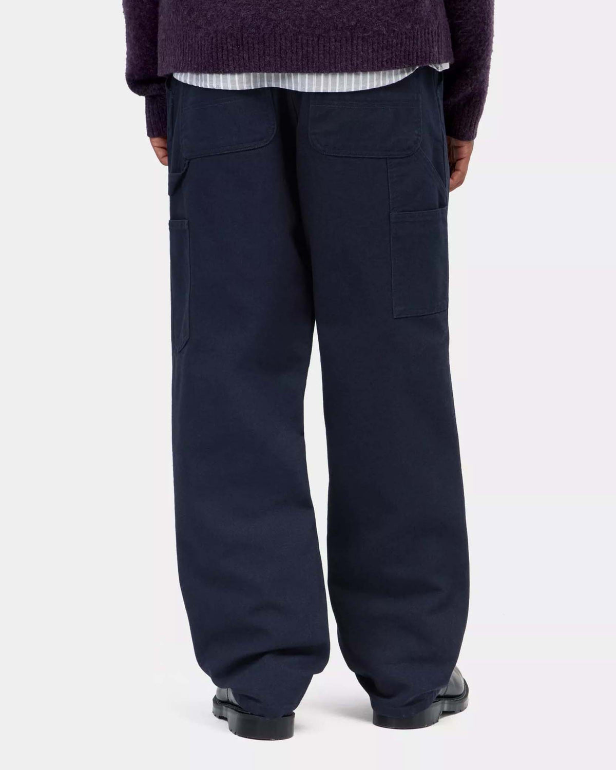 Carhartt WIP Single Knee Pant Relaxed Fit Canvas Trousers - Dark Navy Rinsed