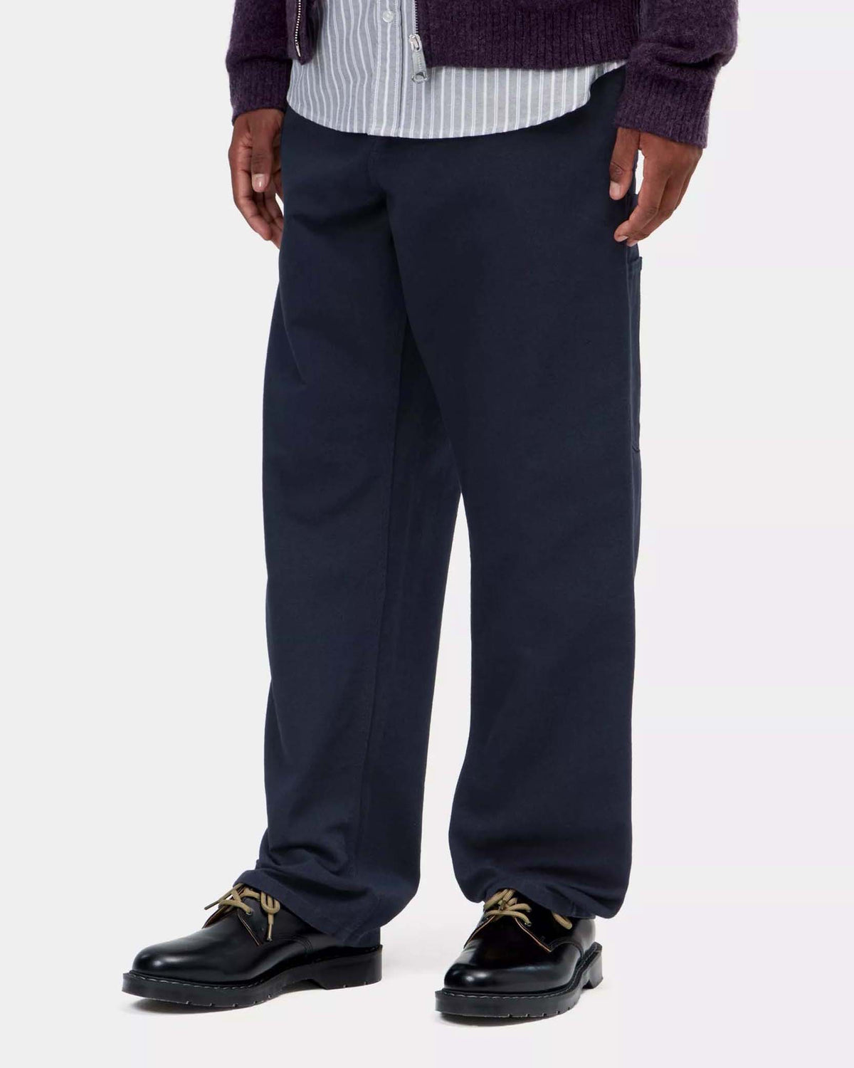 Carhartt WIP Single Knee Pant Relaxed Fit Canvas Trousers - Dark Navy Rinsed